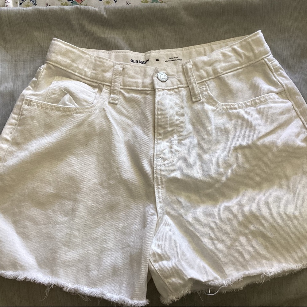 Old Navy White High-Waisted Shorts Distressed Hem